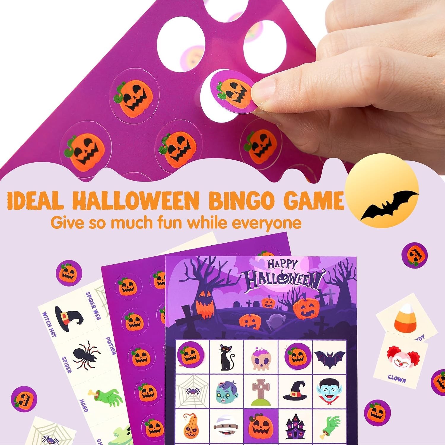 Complete Halloween Bingo Set for 32 Players – Perfect for School & Family