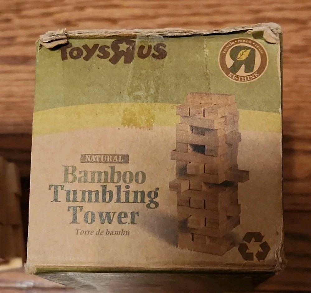 TOYS R US Natural Bamboo Tumbling Tower Recycle Renew Reuse (Jenga like)