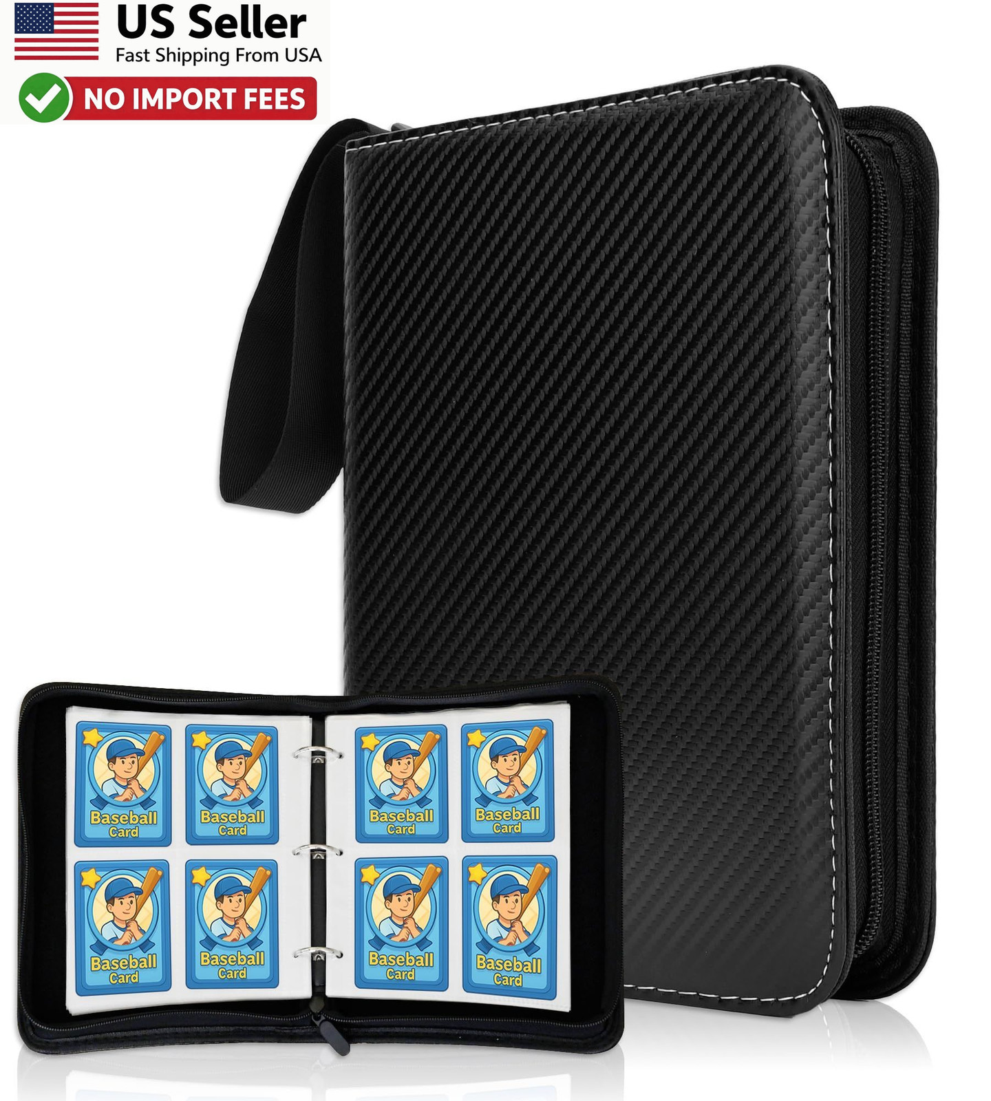 Trading Card Binder 4 Pocket 440 Cards Album Folder Zipper Organizer FROM USA