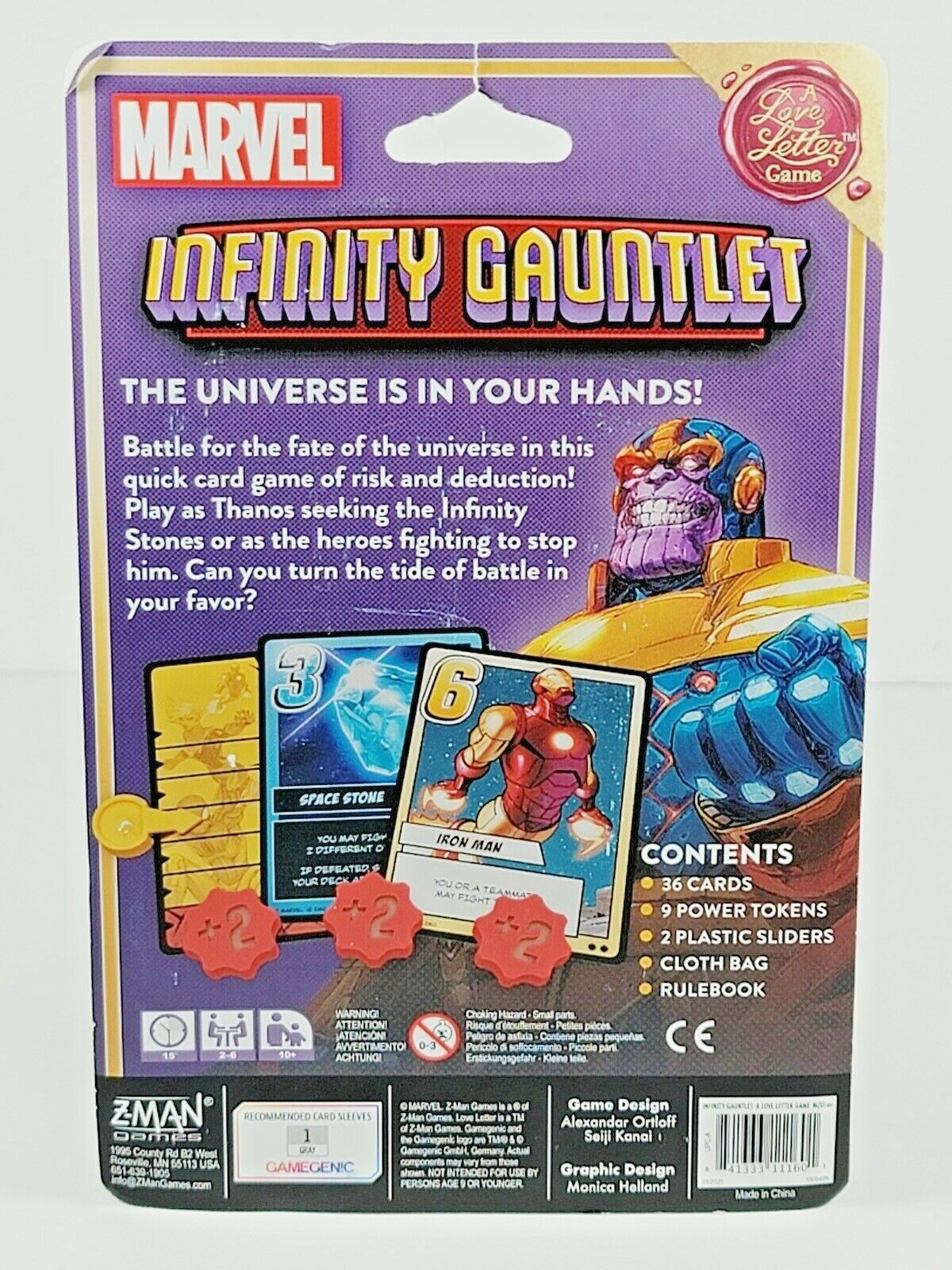 Z-Man Marvel Infinity Gauntlet A Love Letter Card Game Thanos Avengers 1 vs Many