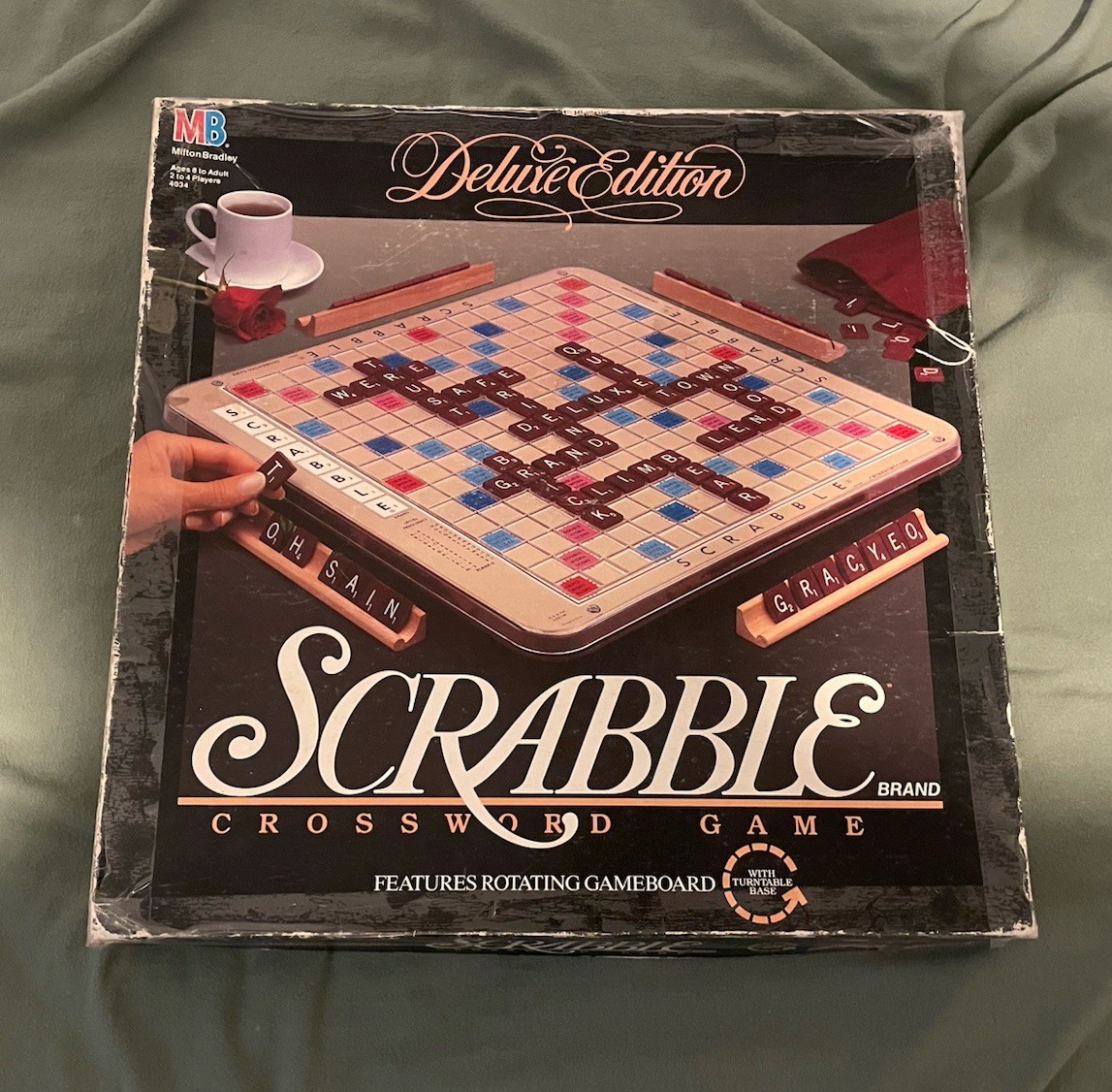 Milton Bradley 4034 Scrabble Deluxe Edition Board Game 1989 Complete Used Clean