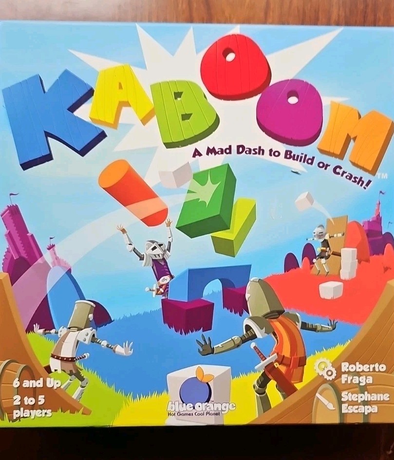 2013 Kaboom A Mad Dash To Build Or Crash Board Game Blue Orange Games Complete