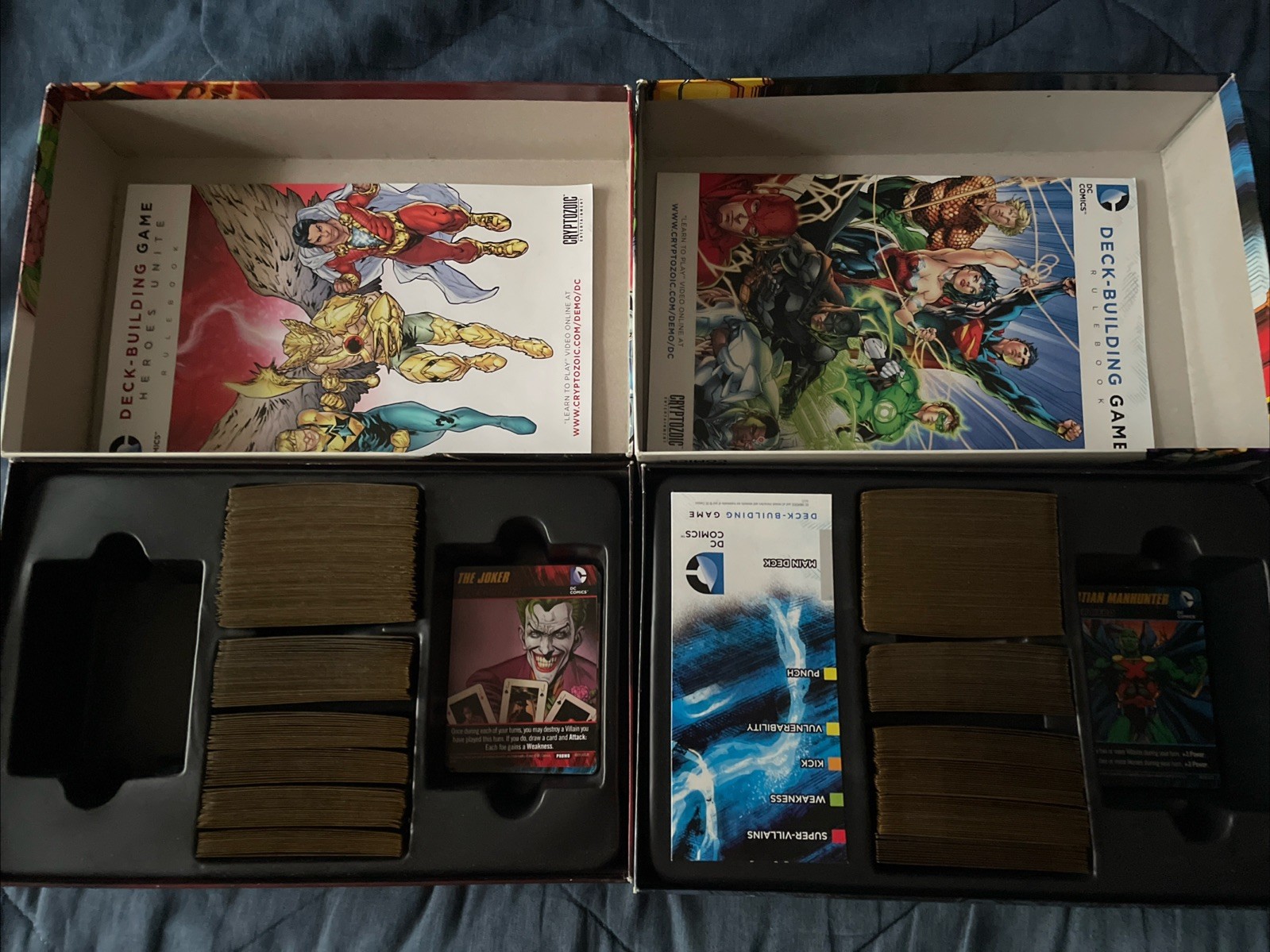 DC Deck-Building Game Original & Heroes Unite w Martian Manhunter Starfire Joker