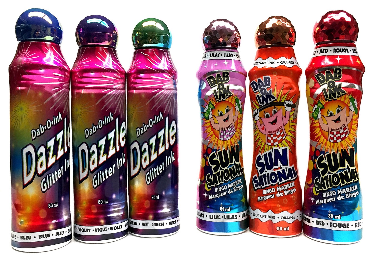 Bingo Dauber Set! – 3 Dazzle Glitter & 3 Ultra Bright Sunsational Ink Dabbers