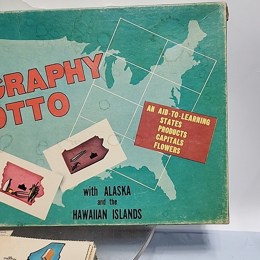 1956 Geography Lotto Game Vintage Milton Bradley 48 United States Complete