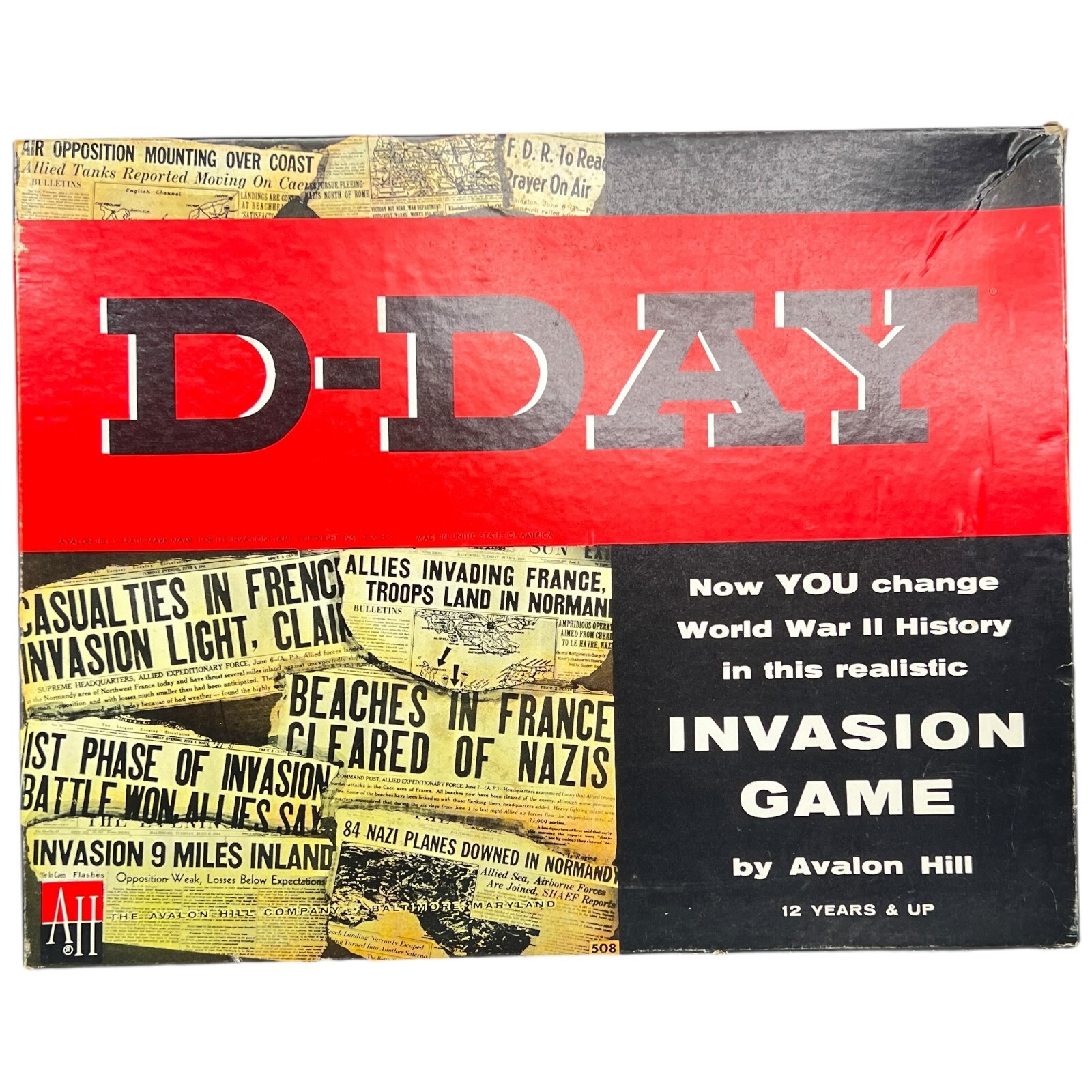 Vintage 1965 Avalon Hill D-Day World War II Invasion Board Game Role Play 508