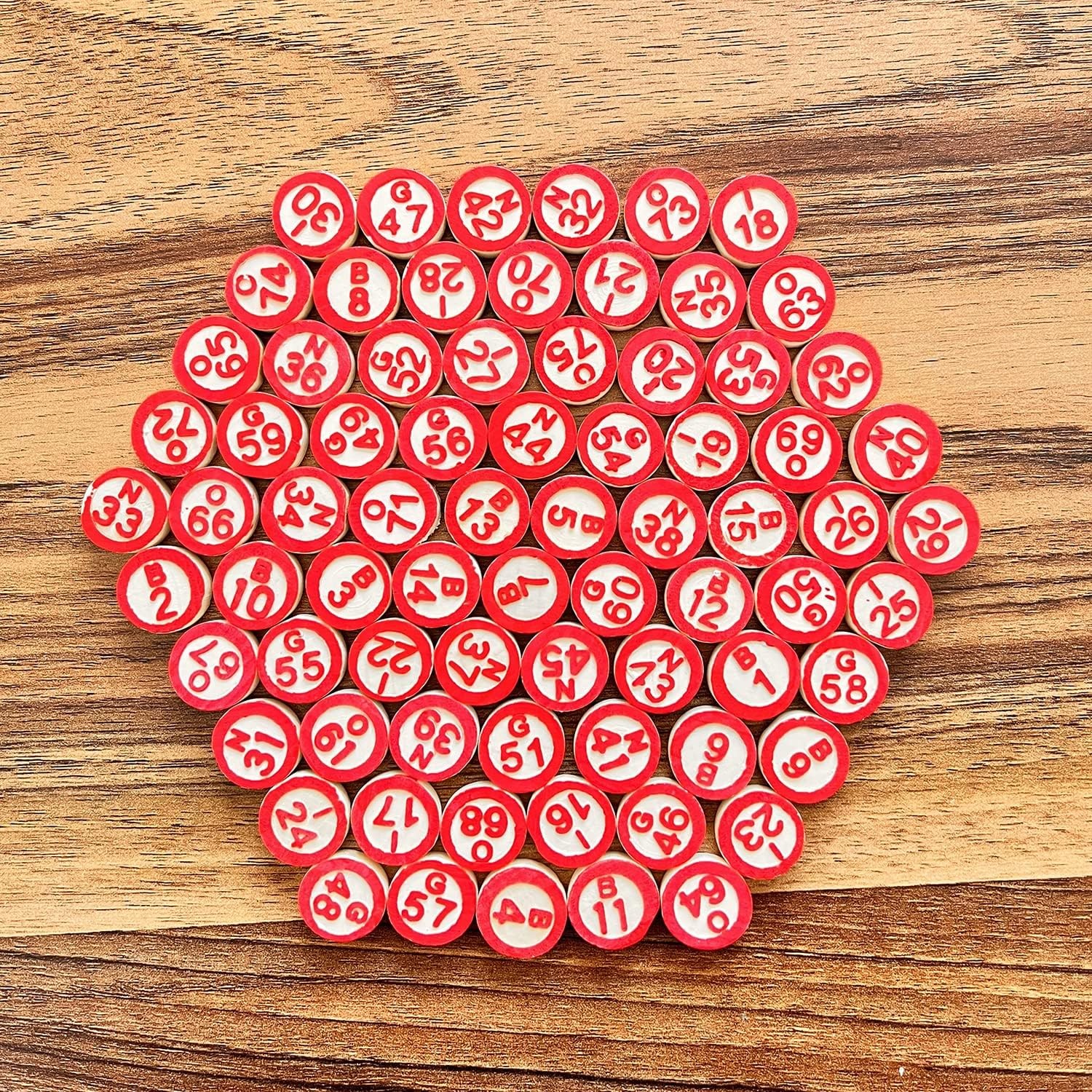 Vintage Wooden Bingo Game Set-120 Bingo Number Cards and 75 Chess