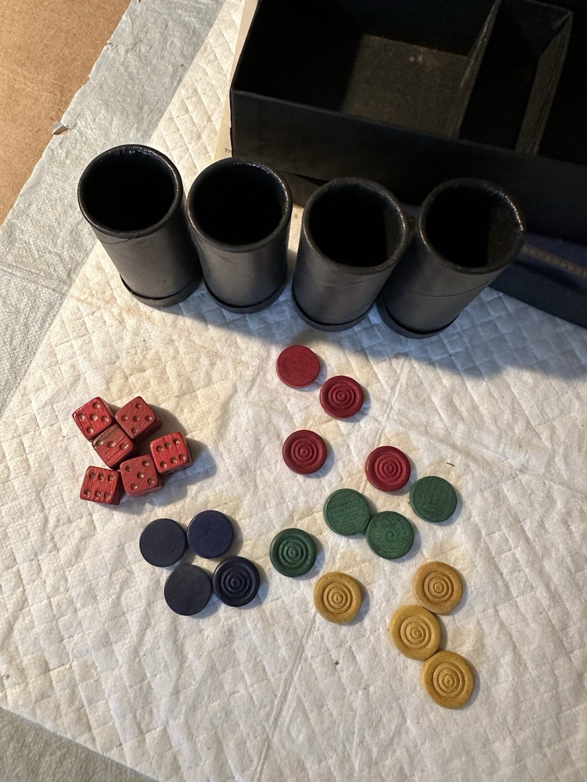 Vintage 1938 Selchow & Righter Parcheesi Box Game Parts Pieces Tokens Dice