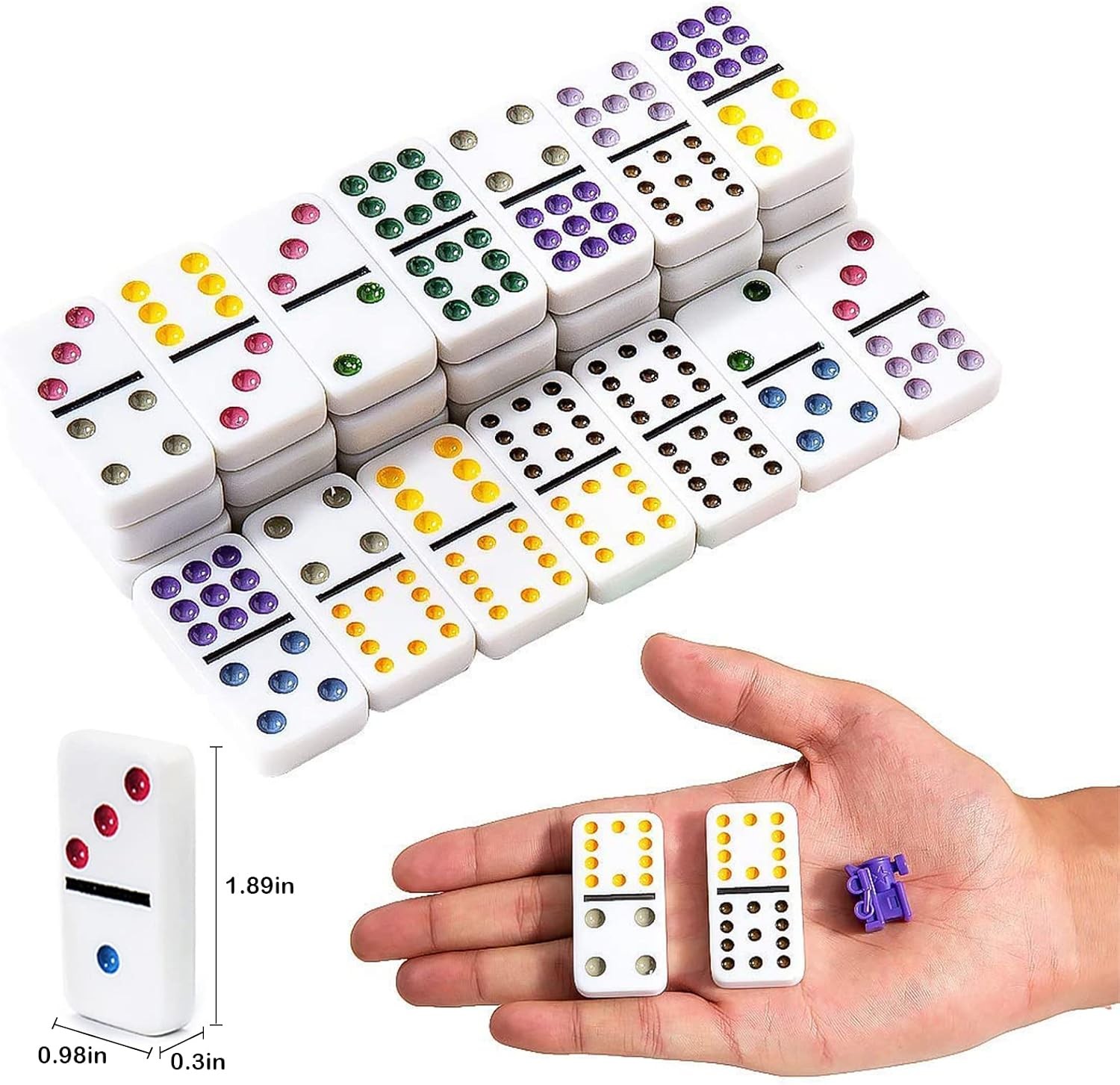 Mexican Train Dominoes Set Double 12 Colorful Dot Pips Real Sound Effect Hub