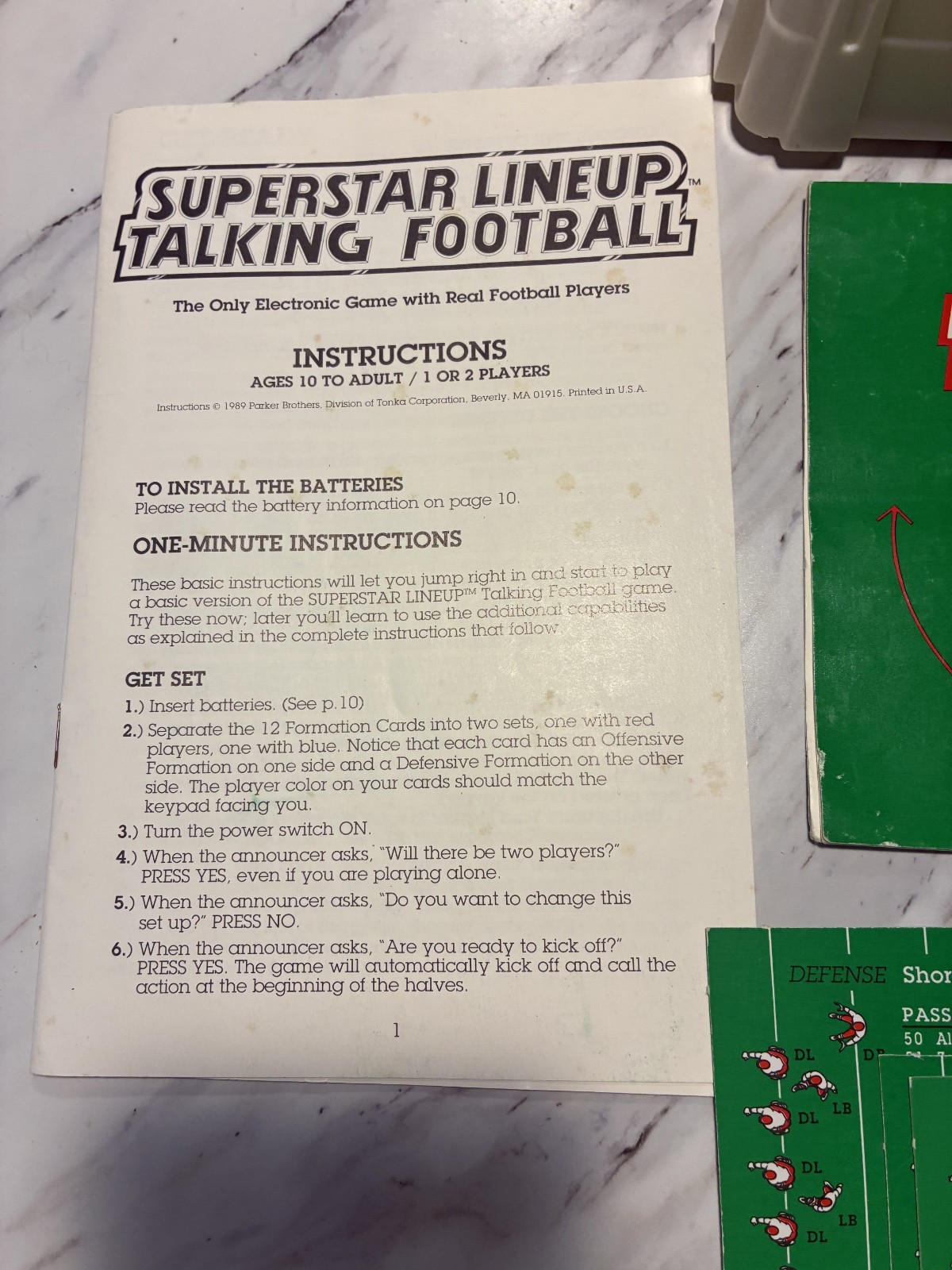 Vintage 1989 Parker Brother Superstar Talking Football WORKING Complete in Box
