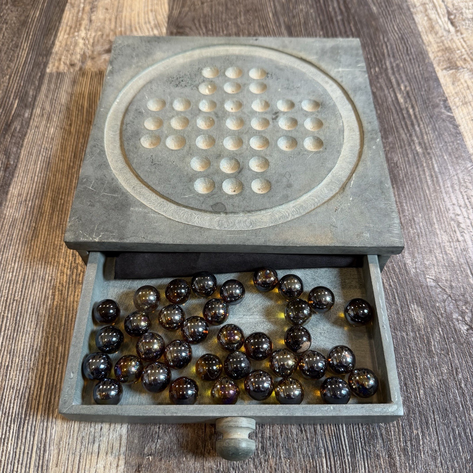 Vintage Marble Solitaire Stone Board Game Made By Domain In India