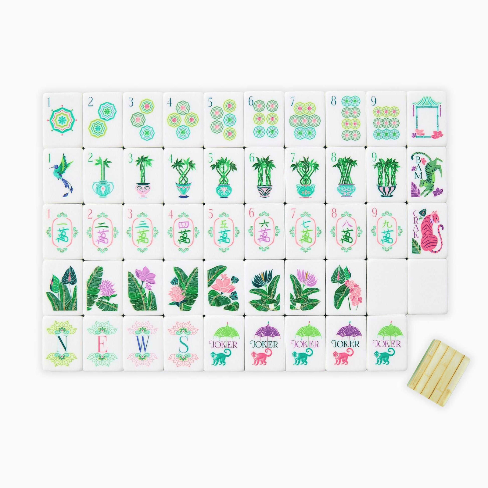 Engraved American Mahjong Tiles set ,160 4 layered Palm Tree Royale