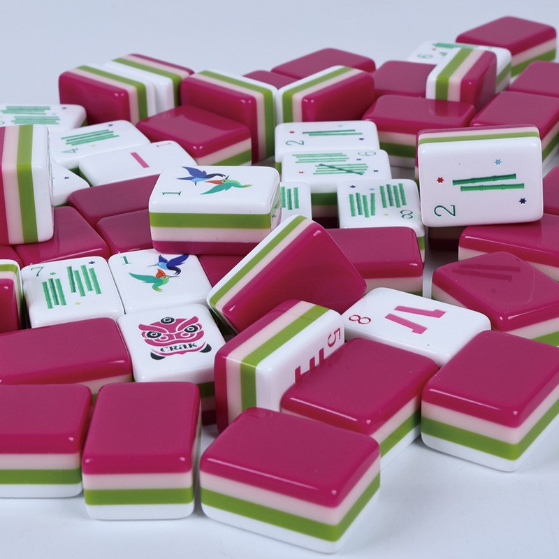 NEW! Vibrant Layered Mahjong Tiles – American Set 160 Tiles – Hot Pink Magenta/
