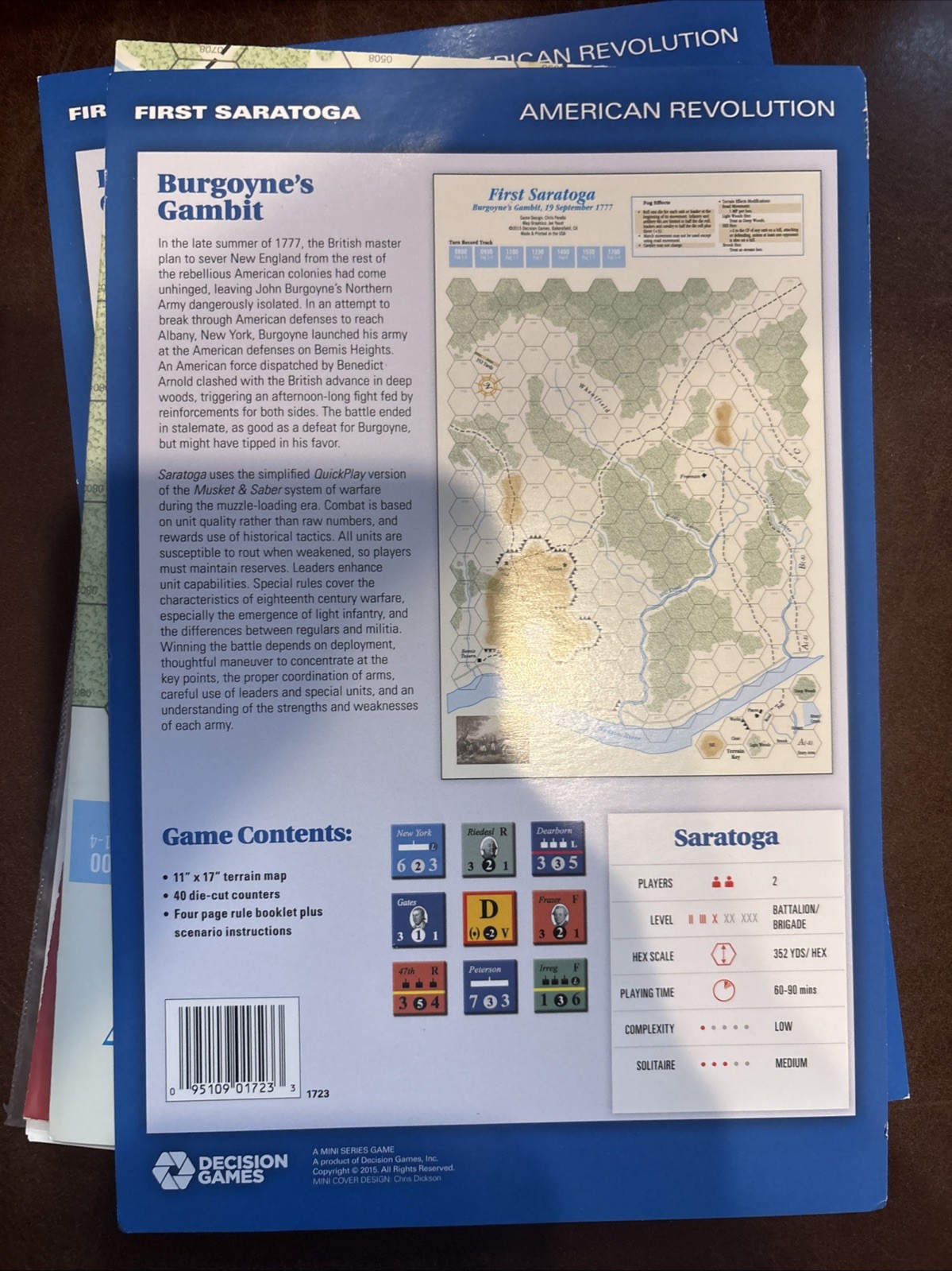 Decision Games Mini Wargame First Saratoga Burgoyne’s Gambit 1777 New Unpunched
