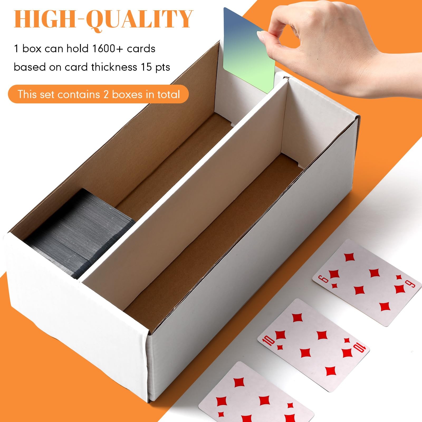 Yexiya 2 Pack 1600 Count Trading/Gaming Card Storage Box 2 Row white
