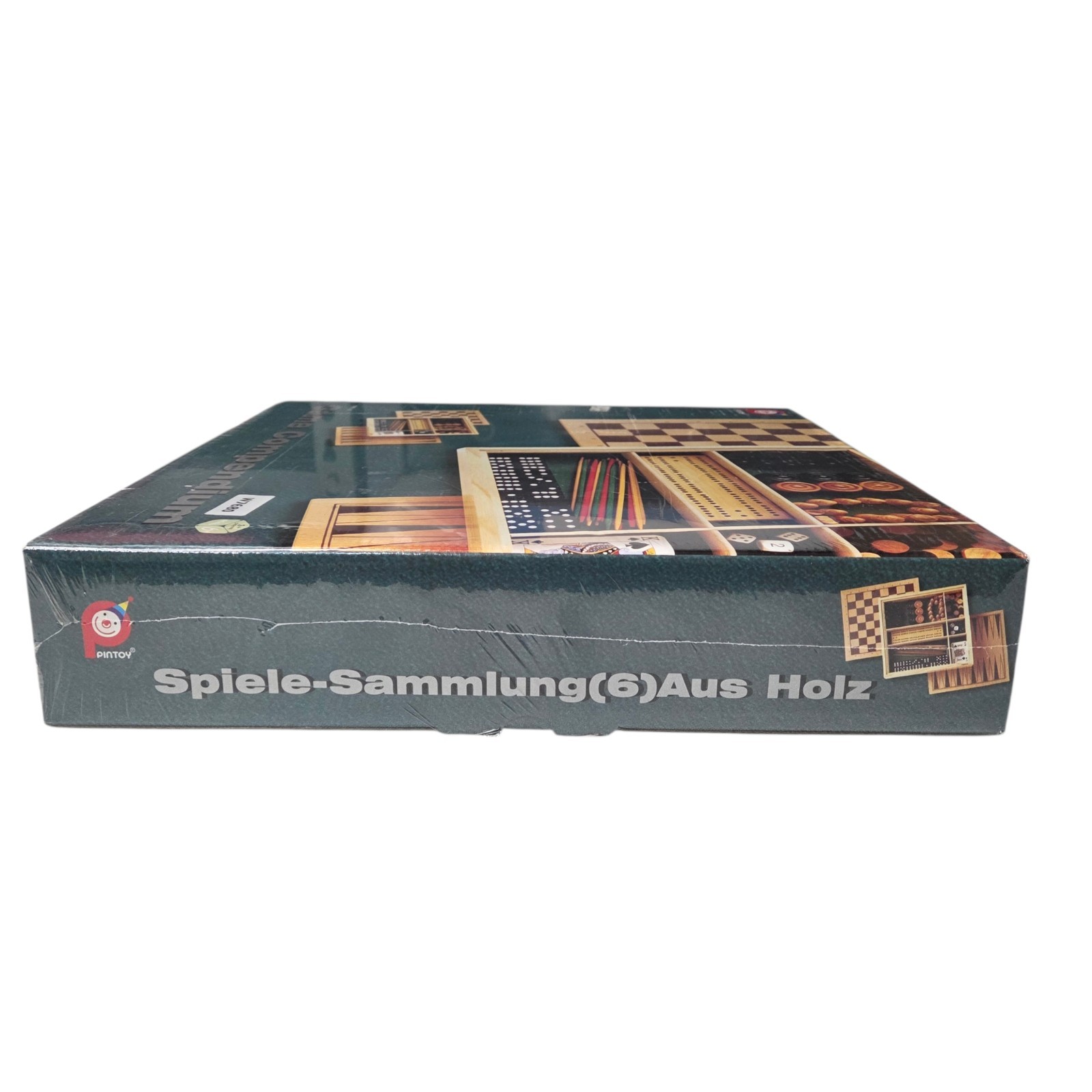 Vintage Wooden Game Compendium Pintoy 7901-0 Thailand 2000 Multi-Game Set Box