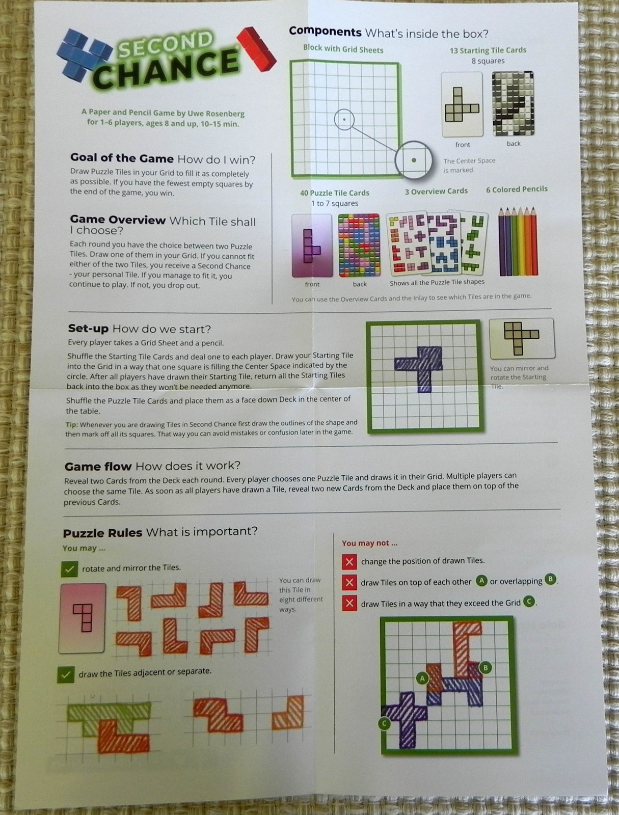 Second Chance card board Game by Stronghold Games 2019 Uwe Rosenberg EUC