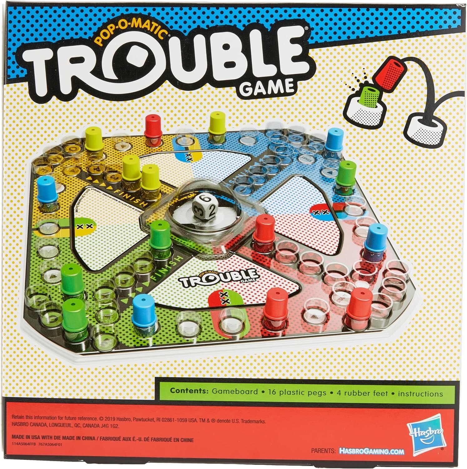 Hasbro Trouble Board Game Kids Ages 5 and Up 2-4 Players (packaging may vary)