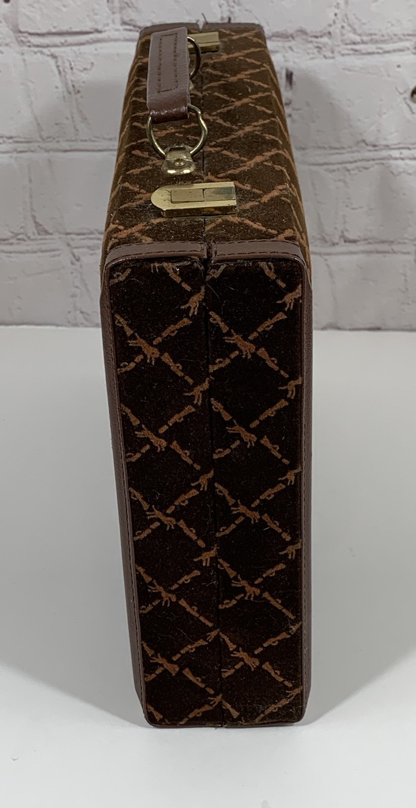 VTG Aries Of Beverly Hills Rare Longchamp Brown Velvet Travel Backgammon Set