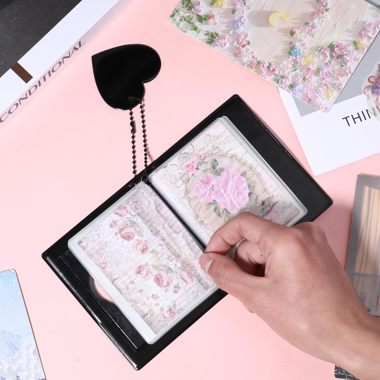 Mini Photocard Binder, 3 Inch Black Photo Album 11cm x 8.5cm, black