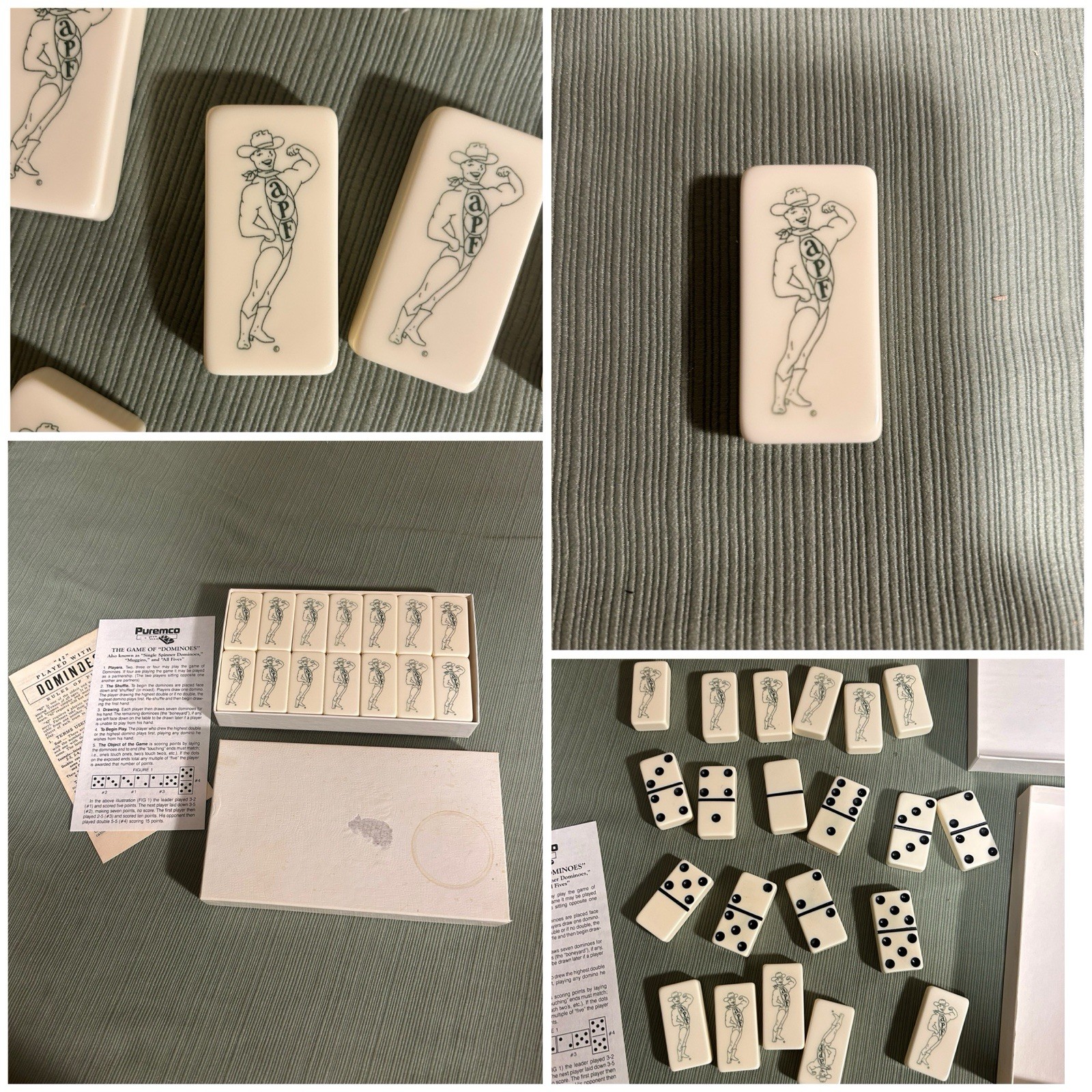 Puremco Customized Dominoes Cowboy Stripper APF Initials VTG