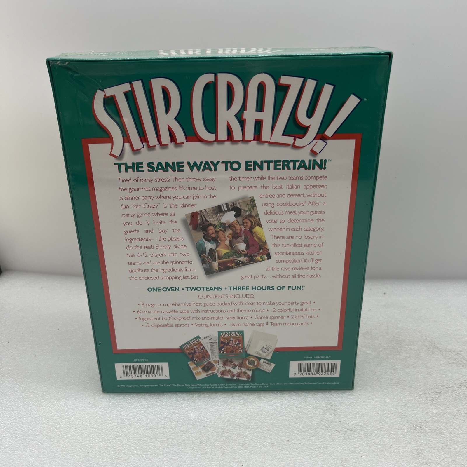 Stir Crazy! Italian The Sane Way to Entertain Dinner Party Game Vintage 1996 New