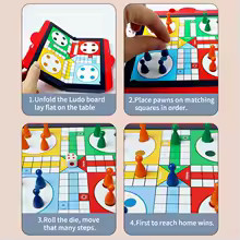Board Games Ludo Set Party Game Parent Child Strategy Interaction with Foldable