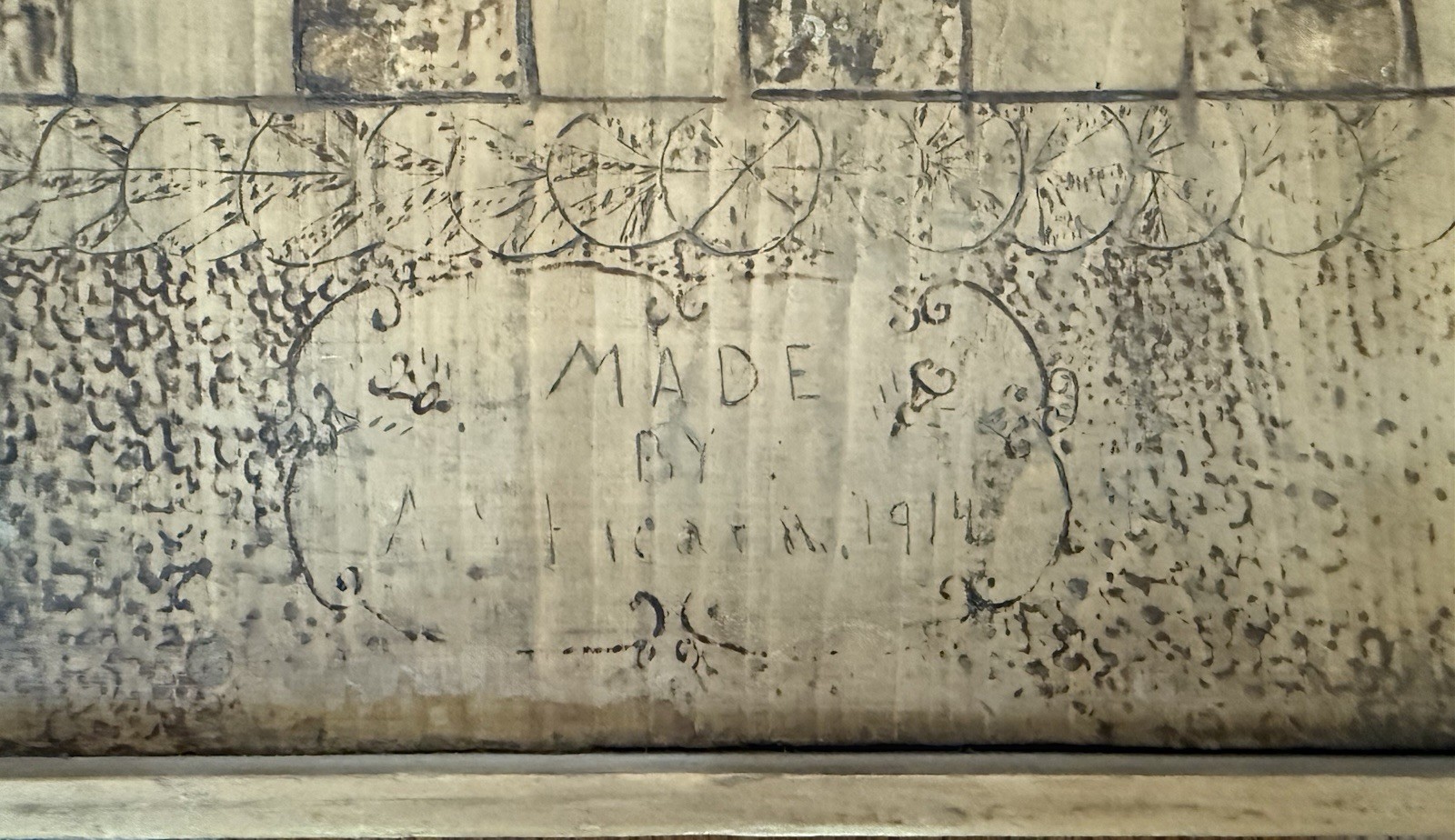 Vintage Handmade Pyrography Game board Dated 1914 – American folk art