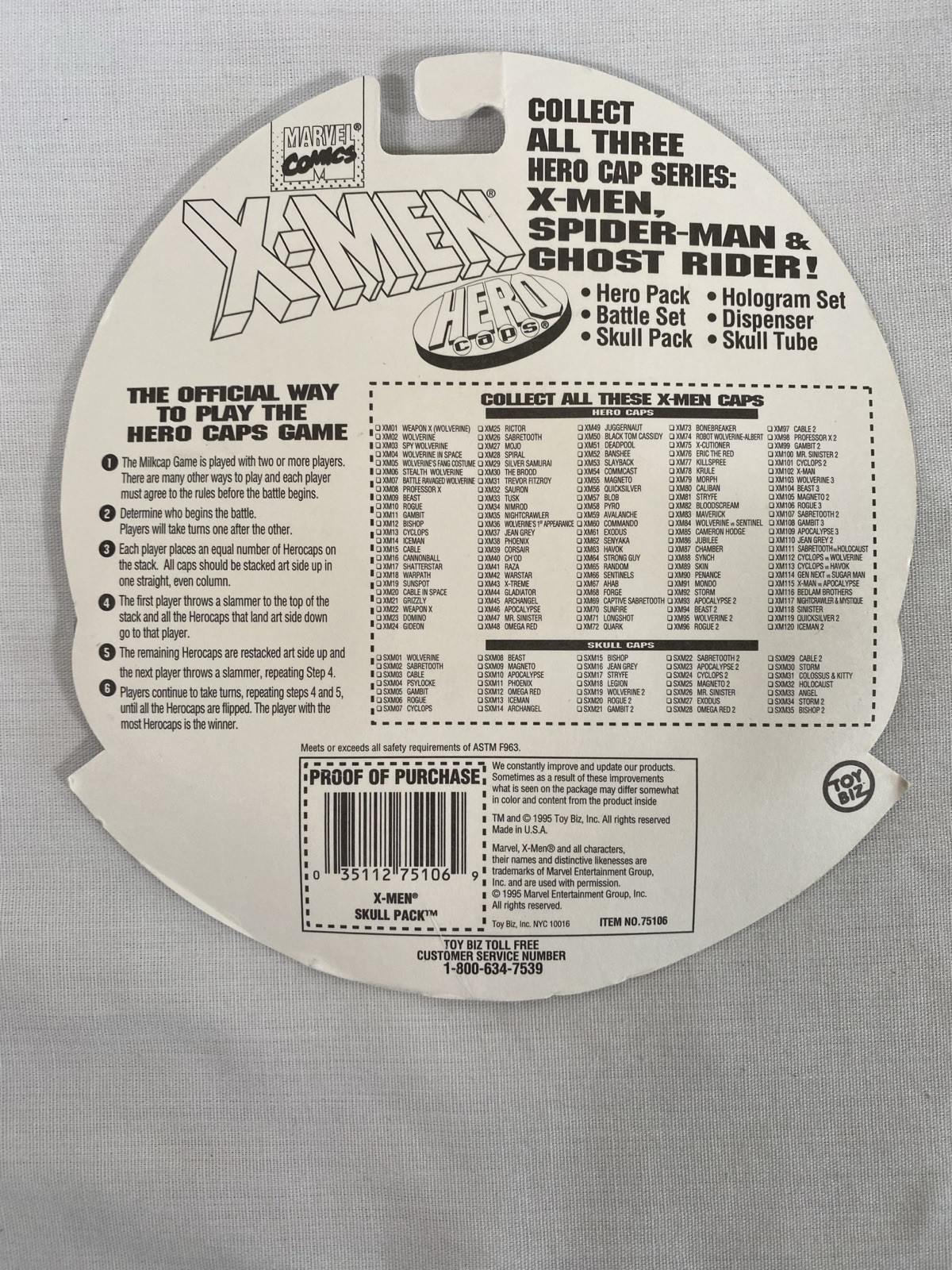 Vintage 1995 Toy Biz Marvel X-Men Hero Caps Wolverine Pack pogs