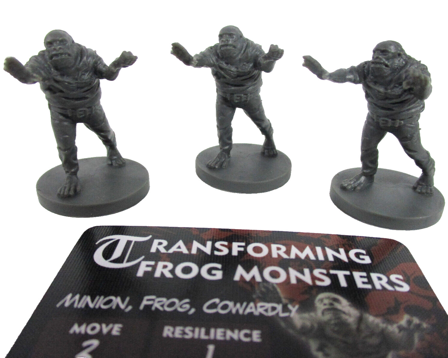 HELLBOY: The Board Game 3x TRANSFORMING FROG MONSTER Minis & Card NEW!!