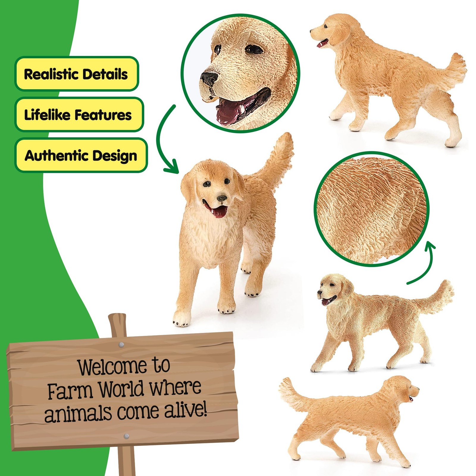 Schleich Farm World 3 Female Golden Retriever Figurine Educational Toy 16395