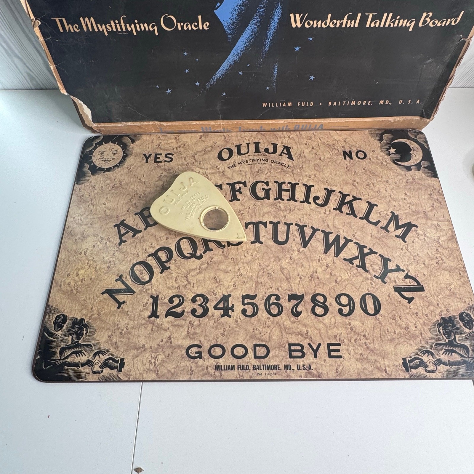 Haunted 1950s OUIJA Board Mystifying Oracle William Fuld Pre Parker Brothers