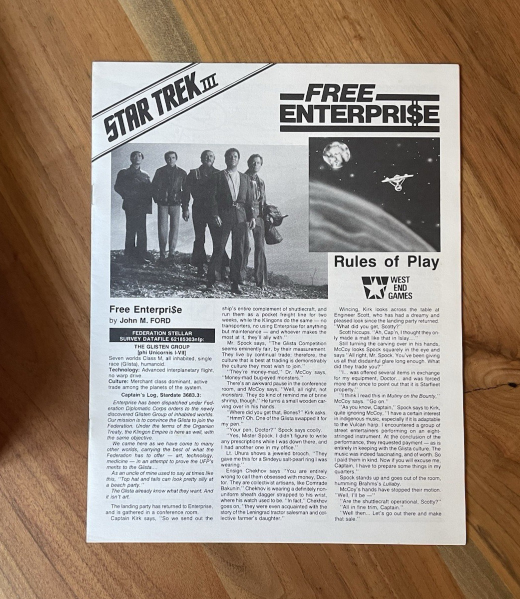Star Trek III WEG West End Games 3 Solitaire 1985 | PUNCHED complete | GOOD