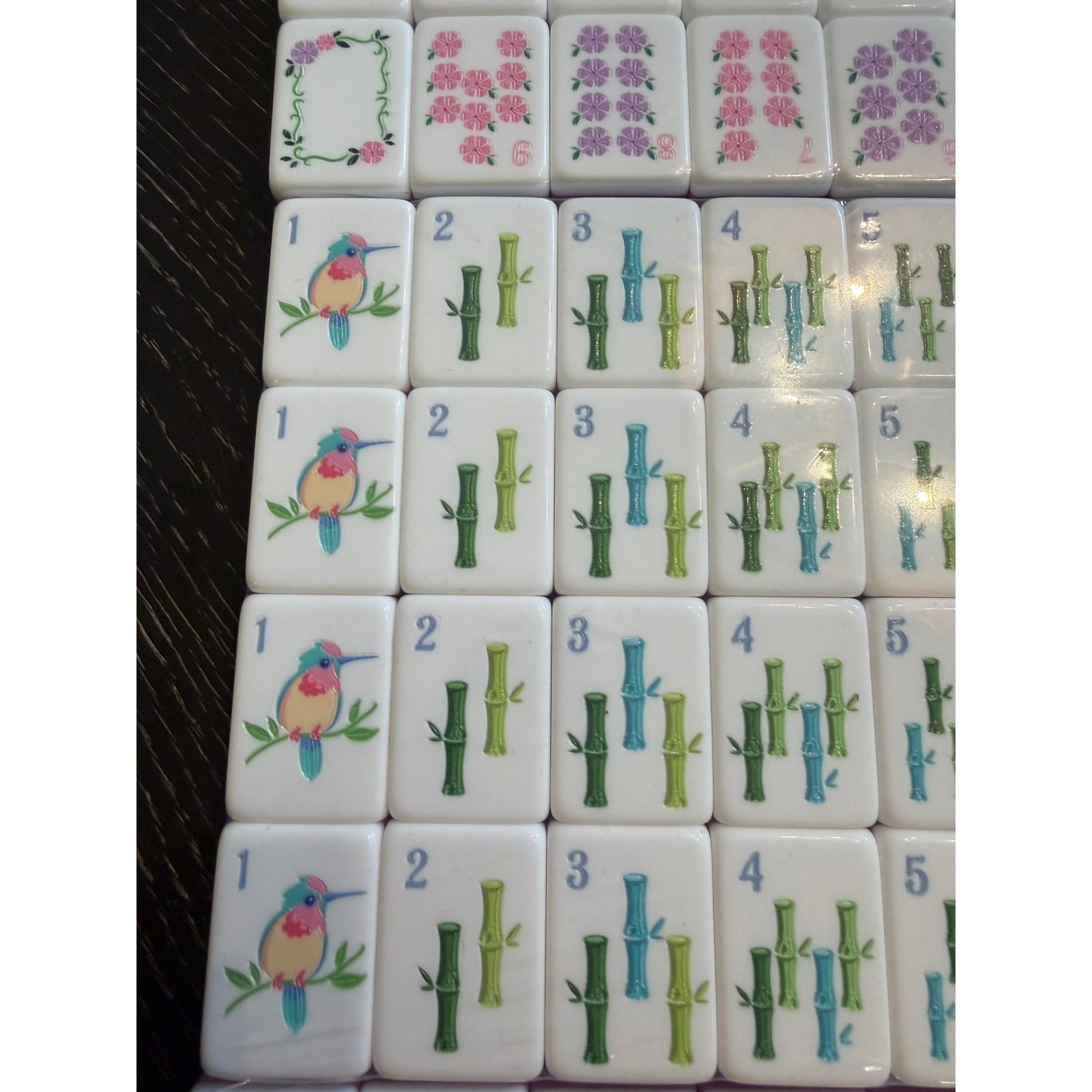 Floral Hand Painted American Mahjong Tile Set Pink Purple girly Pastel 160