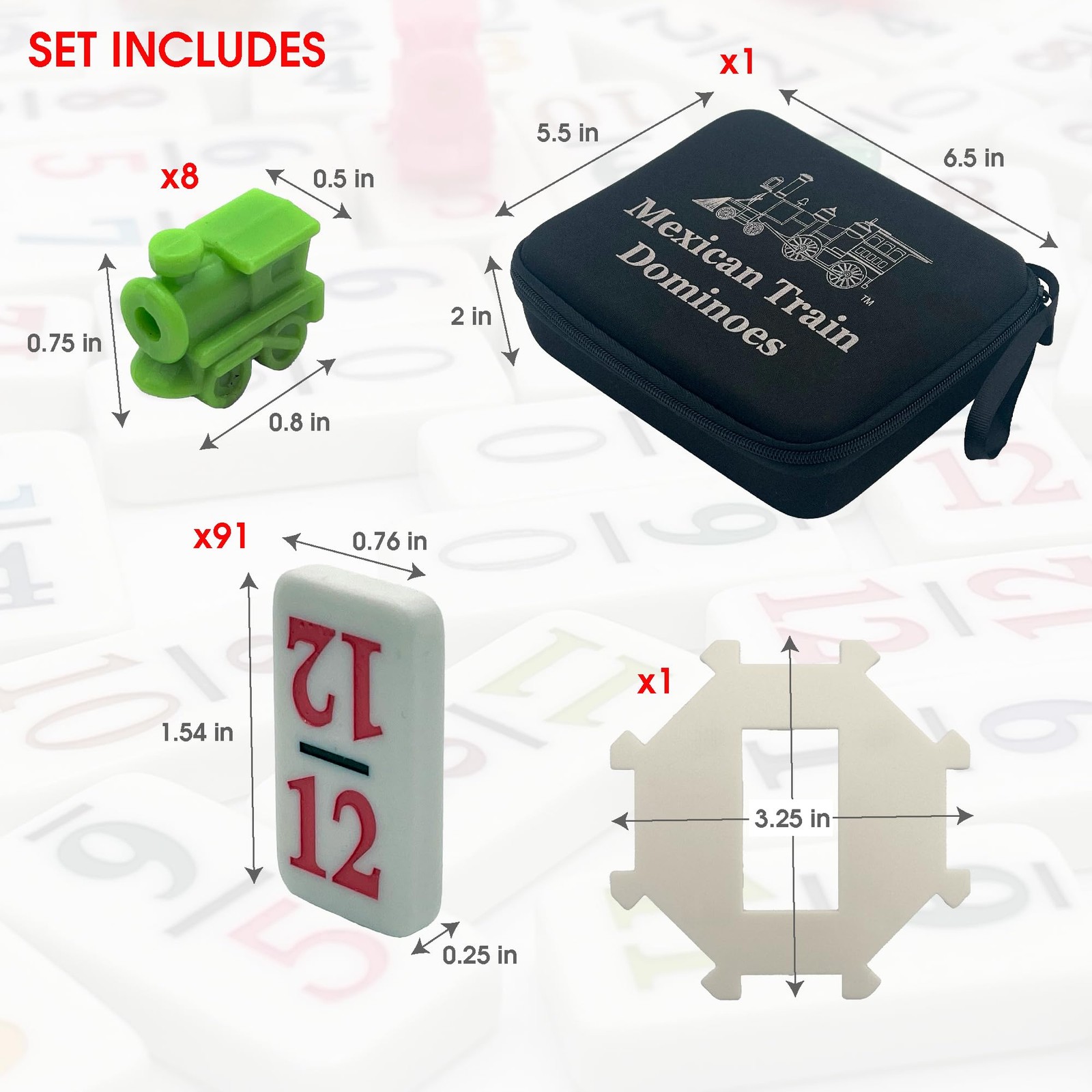 CHH Double 12 Mexican Train Number Dominoes – standart, Original Version