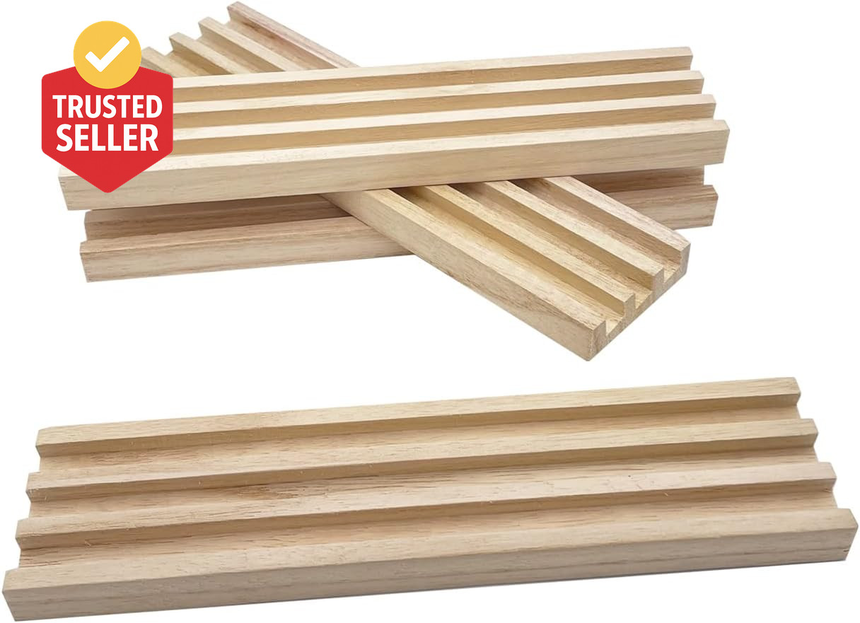 Wooden Domino Racks Set of 4 Natural Domino Trays Holders Organizer for Mexican