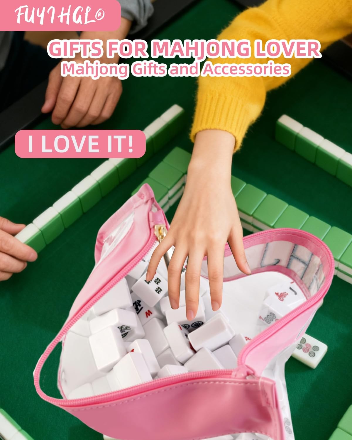 ® American Mahjong Tiles Bag with Zipper – Pink Empty Clear Carrying Case Onl…