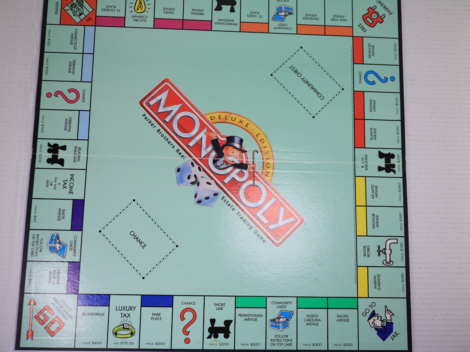 1995 Monopoly Deluxe Edition Board Game 100% Complete Gold Tokens, Clean See Pic