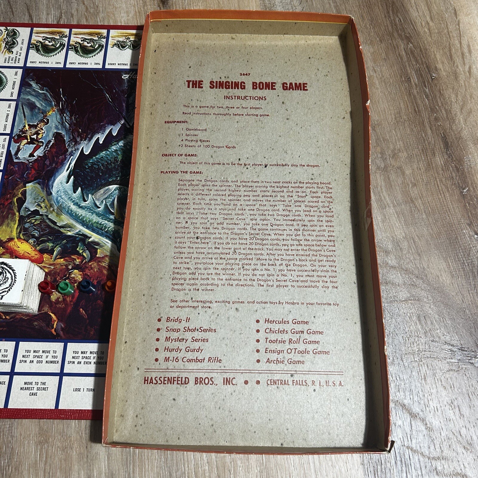 Hasbro The Singing Bone Dragon Board Game Hassenfeld Fantasy Vintage 1962 RARE
