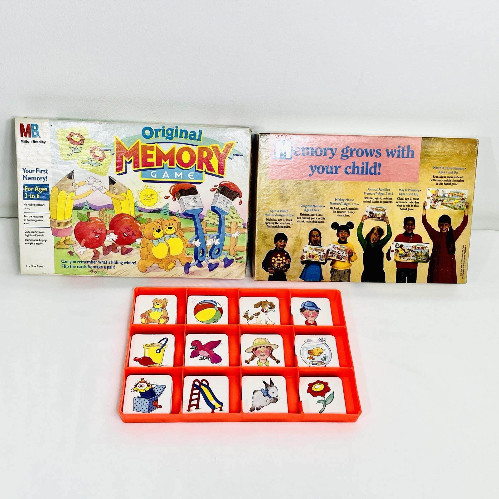 Milton Bradley Original Memory Game Kids Complete 35 Matching Pairs Vintage 1990