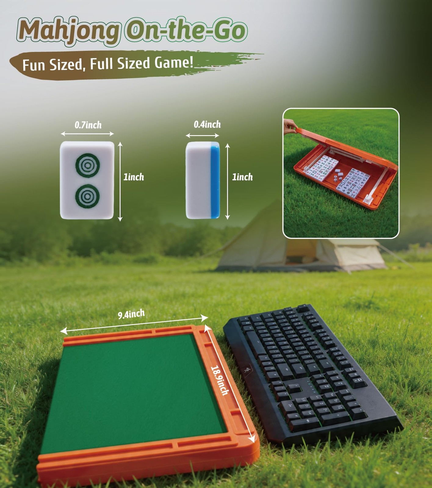XIOQINE Travel Mahjong Set with Foldable Table, 144 Mini Tiles Chinese Mahjon…