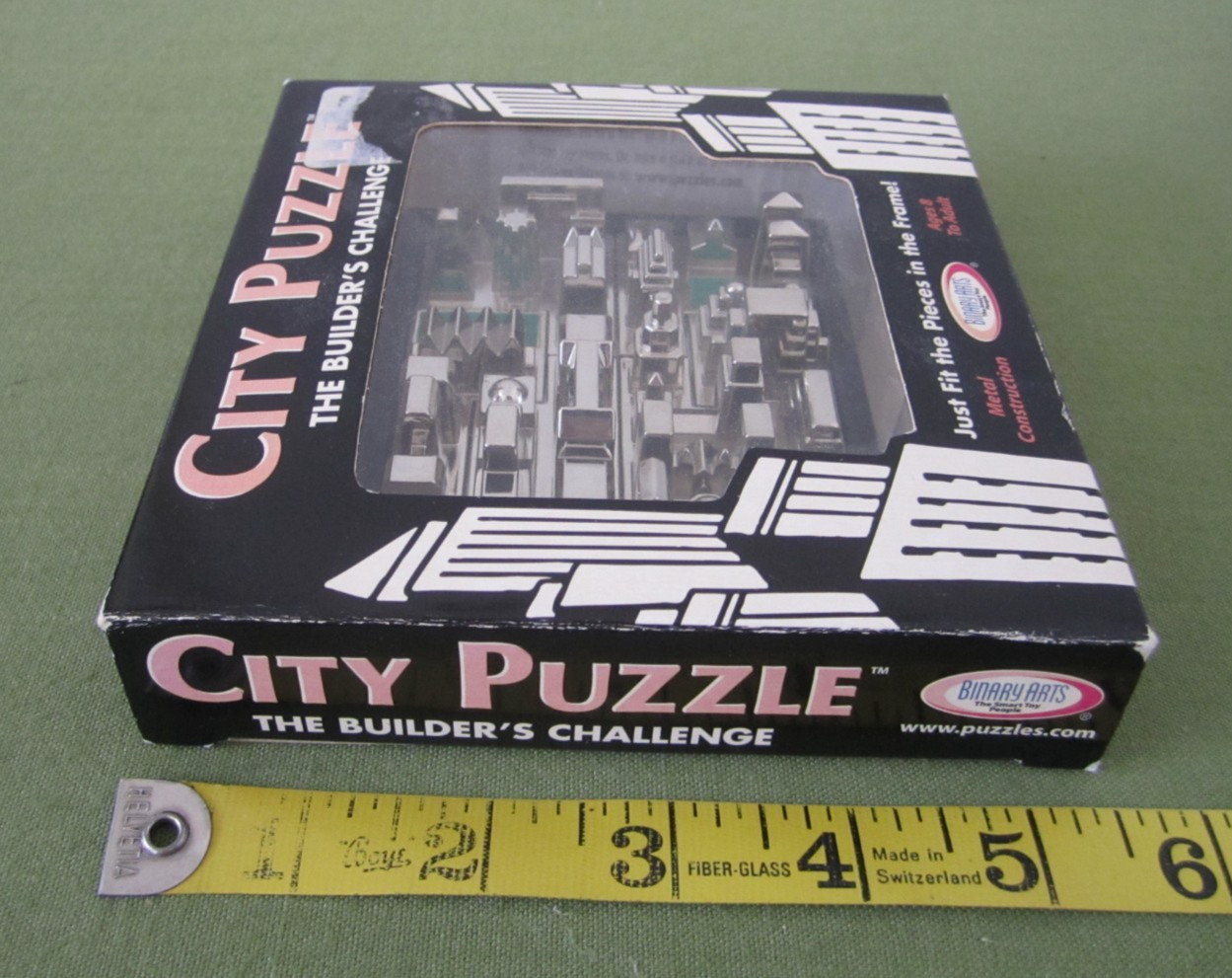 Vintage 2002 Binary Arts CITY BUILDERS CHALLENGE Metal Puzzle Desk Toy Complete