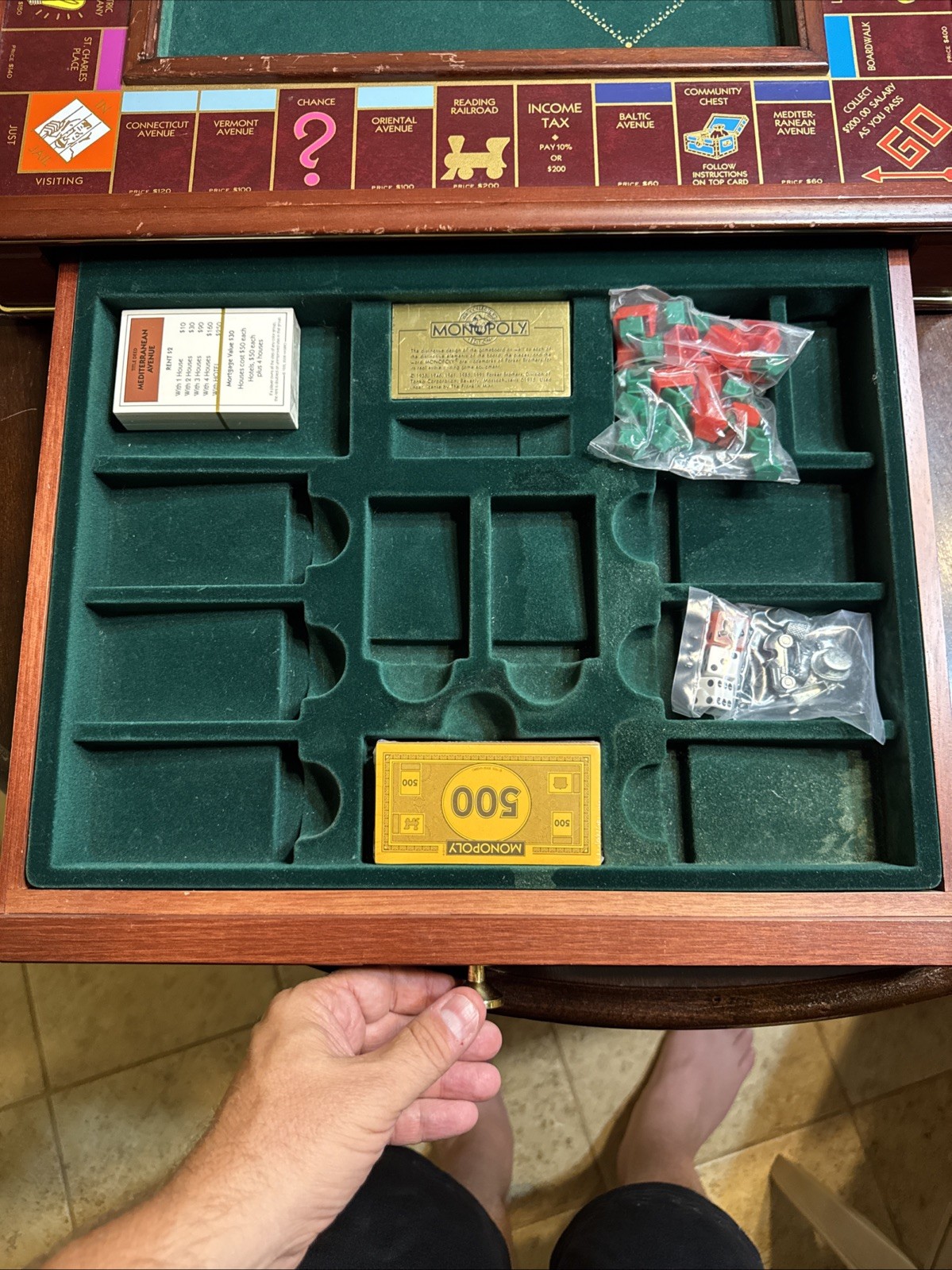 Monopoly Collector’s Edition Franklin Mint Wood Game Board w/ Standard Pieces