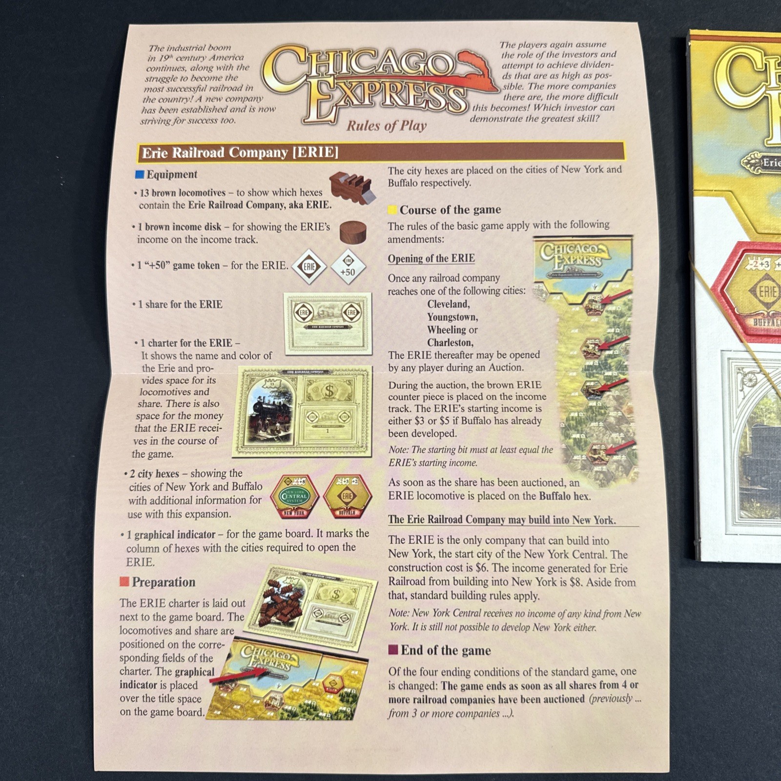 Queen Boardgame Chicago Express: Narrow Gauge & Erie Expansions Box New