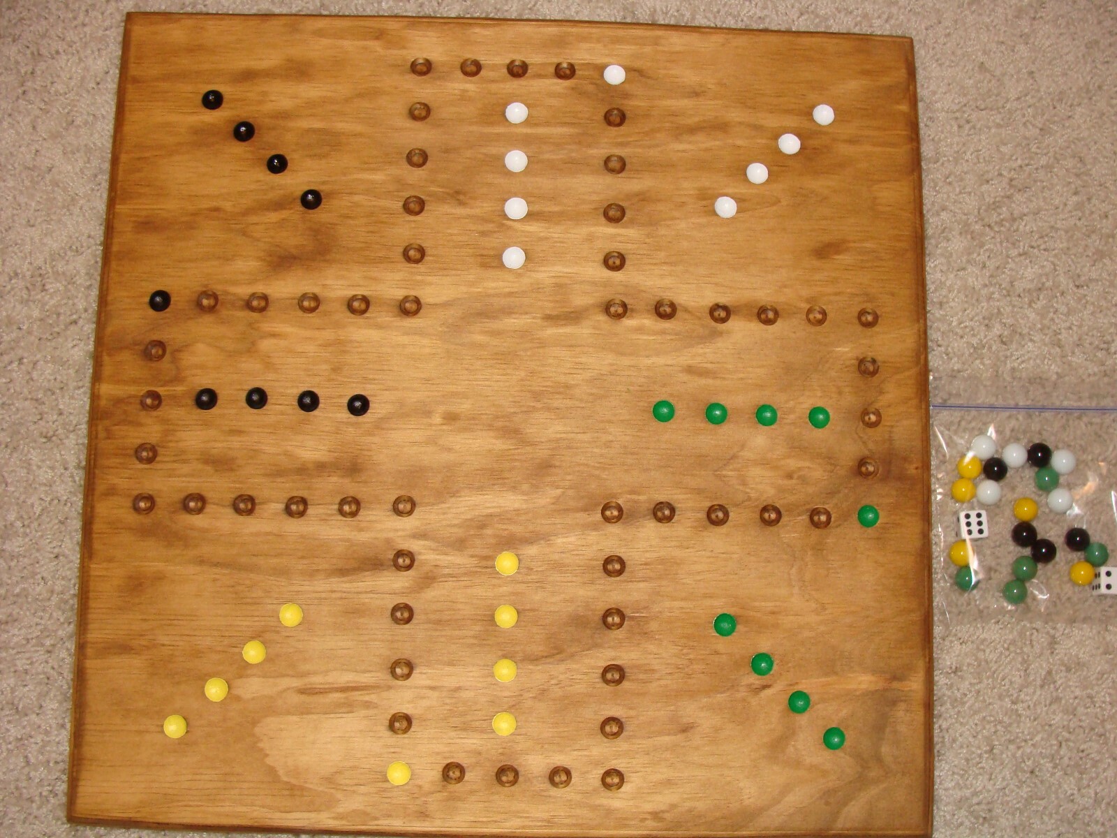Wahoo Wood Marble Board Game 2 to 4 player. Hand made. AHP
