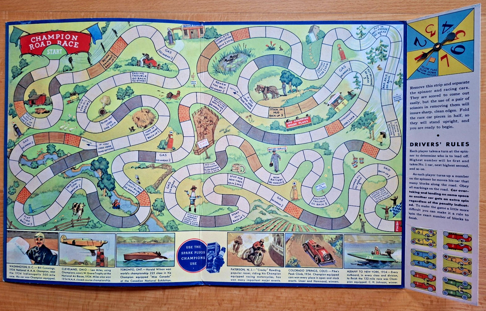 Champion Road Race – Car Racing Advertising Game by Champion Spark Plug Company 1935