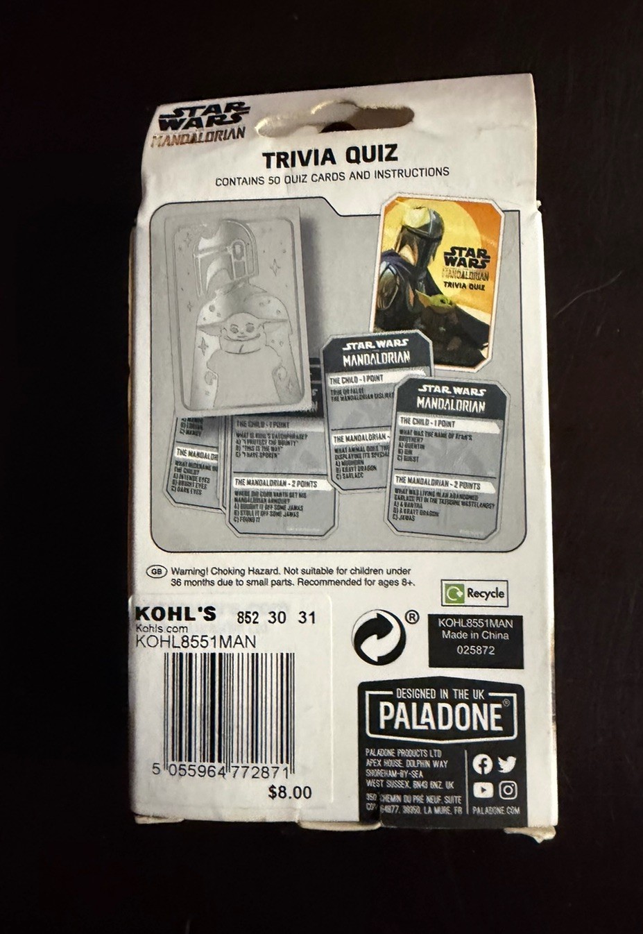 Disney Star Wars The Mandalorian 100 Question Quiz Card Game Baby Yoda Grogu NEW