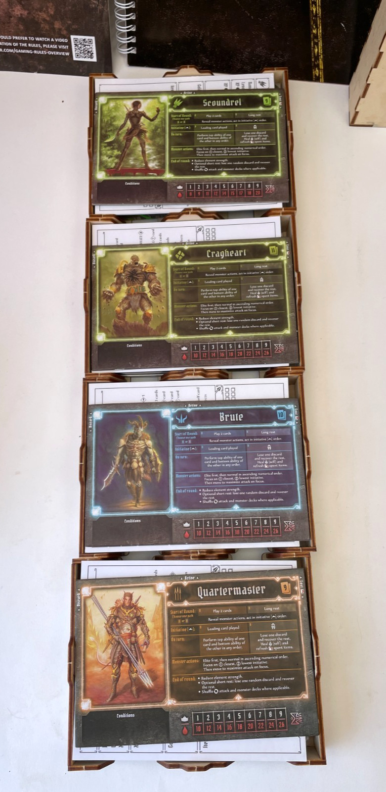Gloomhaven 2nd Print + Wood Organizer + Solo Book + Mats + 9 Sealed Classes