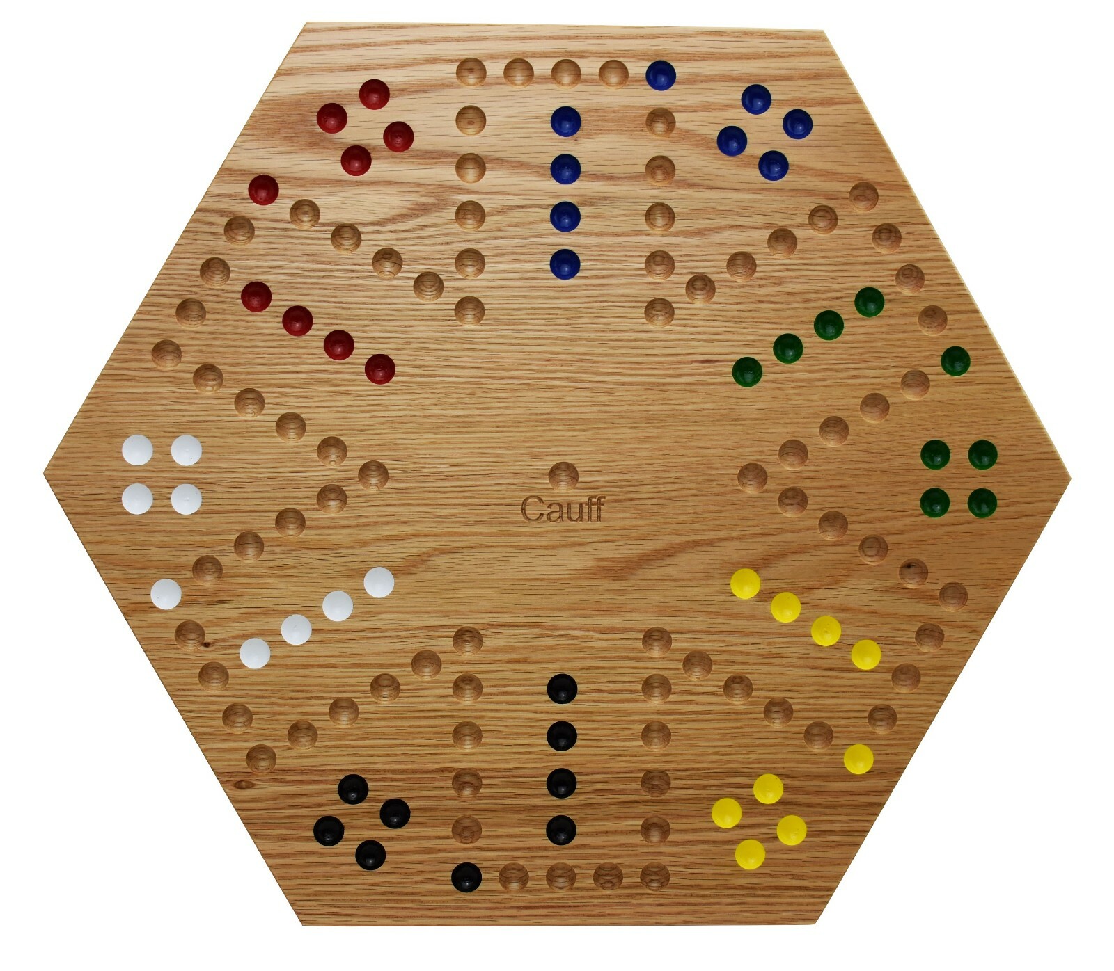 Solid Oak Wood Double Sided Marbles Board Game Hand Painted 16 inch