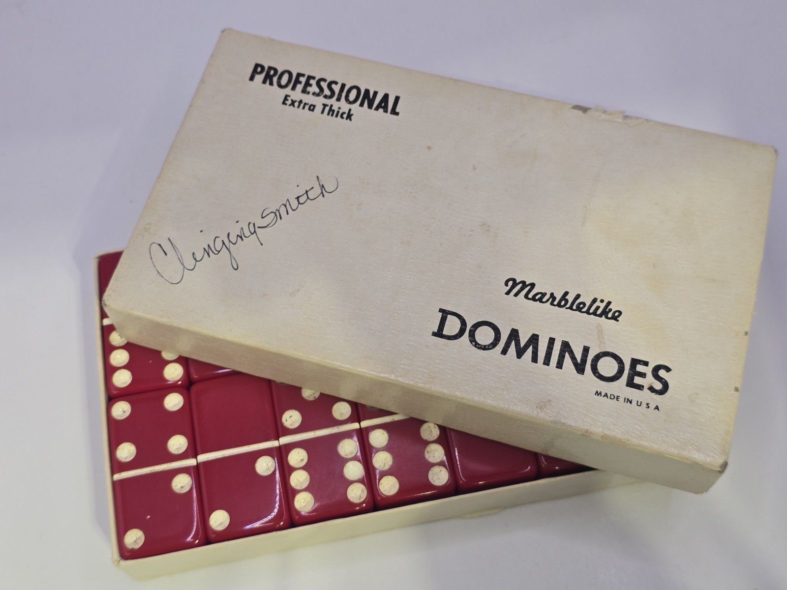 Puremco Professional Extra Thick Marblelike Dominoes Double 6 Red No. 816 USA